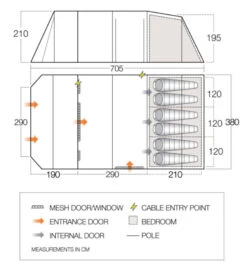 Vango Joro Poled 600XL Tent (2022) -Outdoor Camping Store joro 600xl floorplan low