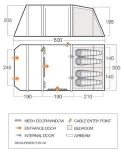 Vango Airbeam Vango Joro Air 450 Eco Dura Tent Package (2023) -Outdoor Camping Store joro air 450 floorplan low 1