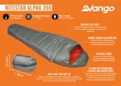 Vango Nitestar Alpha 350 Sleeping Bag (Fog) 13 Vango Nitestar Alpha 350 Sleeping Bag (Fog) -Outdoor Camping Store nitestar 350 infographic