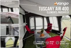 Vango Airbeam Vango Tuscany Air 400 Elements Proshield Caravan Awning (2023) -Outdoor Camping Store tuscany air 400 eps in