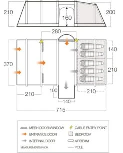 Vango Airbeam Vango Rome II Air 550XL Tent Package (2023) -Outdoor Camping Store vango 2021 tents floorplan rome air 550xl hi